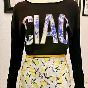 Black Graphic CIAO Long Sleeve Top